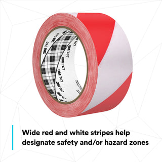 3M Safety Stripe Vinyl Tape 767, Red/White, 2 in x 36 yd, 5 mil, 24Roll/Case