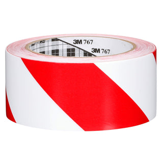 3M Safety Stripe Vinyl Tape 767, Red/White, 2 in x 36 yd, 5 mil, 24Roll/Case