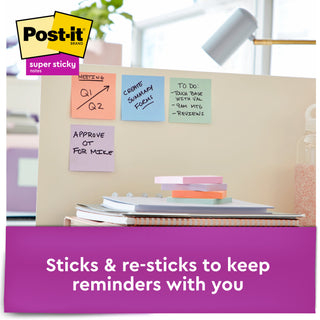 Post-it® Super Sticky Recycled Notes 654-6SSNRP, 3 in x 3 in (76 mm x 76 mm)