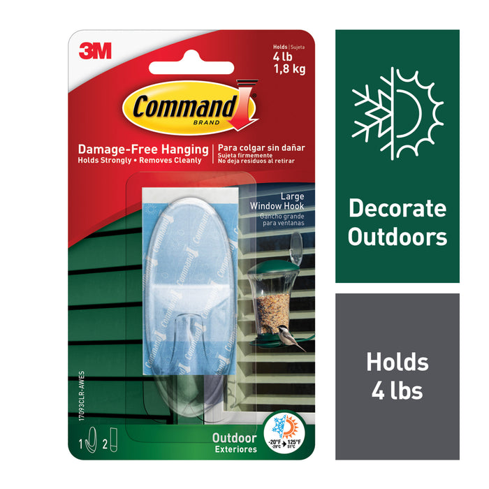 Command Outdoor Large Clear Window Hook 17093CLR-AWES