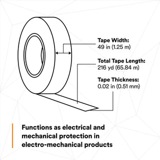 Scotch® Vinyl Electrical Tape 67R, 49 in x 72 yd, 3 in core, Black