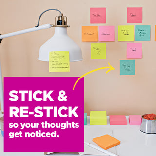 Post-it® Printed Notes 7679-4-SS, 4 in x 5 in, Assorted Bright Colors,Lined