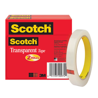 Scotch® Transparent Tape 600-2P12-72, 1/2 in x 2592 in (12,7 mm x 65,8m) 2 PK