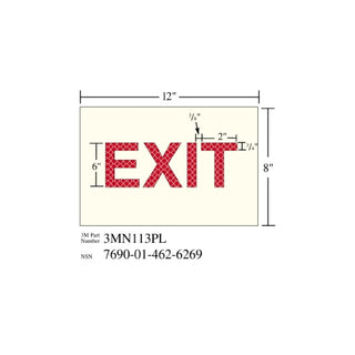 3M Photoluminescent Film 6900, Shipboard Sign 3MN113PL, 12 in x 8 in,EXITage