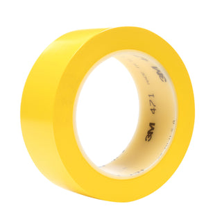 3M Vinyl Tape 471, Yellow, 1 1/2 in x 36 yd, 5.2 mil, 24 Roll/Case,Heat Treated