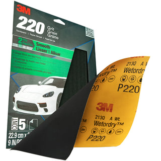 3M Wetordry Sandpaper, 32043, 9 in x 11 in, 220 grit, 5 per pack