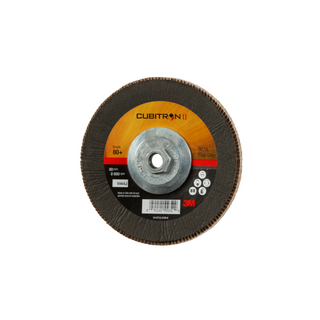 3M Cubitron II Flap Disc 967A, 80+, T29 Quick Change, 7 in x 5/8"-11,
Giant