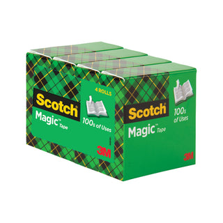 Scotch® Magic Invisible Tape 810K4, 3/4 in x 1000 in (19 mm x 25,4 m) 4Pack