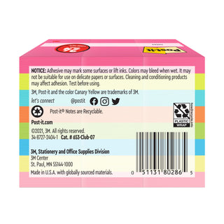 Post-it® Notes 653-Club-07, 1-3/8 in x 1-7/8 in (34,9 mm x 47