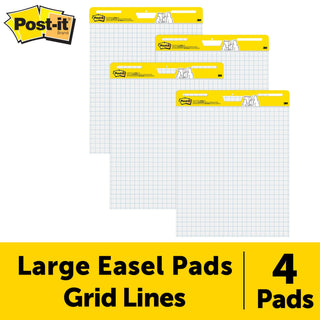 Post-it® Super Sticky Easel Pad 560 VAD 4PK, 25 in. x 30 in., Blue Grid