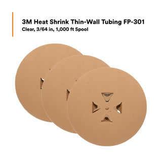 3M Heat Shrink Thin-Wall Tubing FP-301-3/64-Clear-1000',1000 ft Lengthper spool