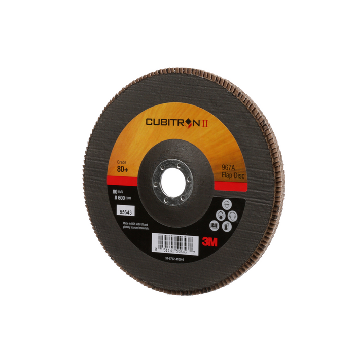 3M Cubitron II Flap Disc 967A, 80+, T27, 7 in x 7/8 in, Giant
