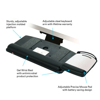 3M Knob Adjust Keyboard Tray with Adjustable Keyboard and MousePlatform