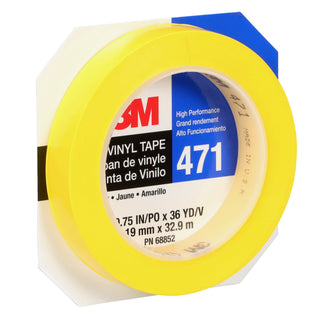 3M Vinyl Tape 471, Yellow, 3/4 in x 36 yd, 5.2 mil