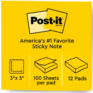 Post-it® Notes 654 3 in x 3 in (7.62 cm x 7.62 cm) Canary Yellow