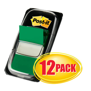 Post-it® Flags 680-GN12, 1 in. x 1.7 in. (25,4 mm x 43,2 mm) Green