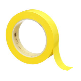 3M Vinyl Tape 471, Yellow, 1 in x 36 yd, 5.2 mil, 36 Roll/Case, HeatTreated