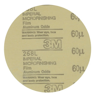 3M Microfinishing PSA Film Disc 268L, 60 Mic 3MIL, Type D, 8 in x NH,Die 800L