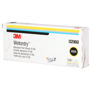 3M Wetordry Abrasive Sheet 413Q, 02060, 600, 3 2/3 in x 9 in, 100
Sheets/Carton