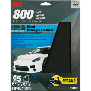 3M Wetordry Sandpaper, 32035, 800 Grit, 9 in x 11 in, 5 per pack