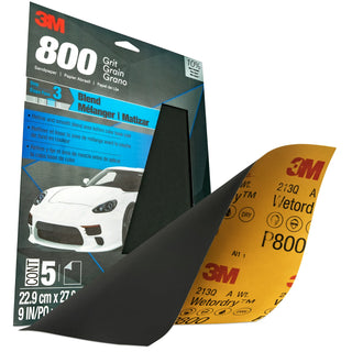 3M Wetordry Sandpaper, 32035, 800 Grit, 9 in x 11 in, 5 per pack