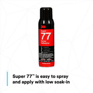 3M Super 77 Multipurpose Spray Adhesive, Clear, 16 fl oz Can (Net Wt13.44 oz)