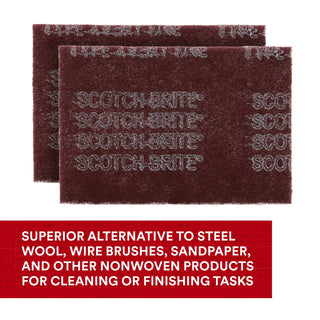 Scotch-Brite Hand Pad 7447, HP-HP, A/O Very Fine, Maroon,6 in x 9 in ,60 ea/Case