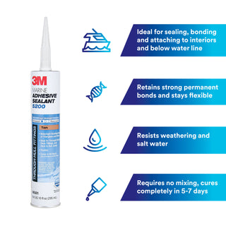 3M Marine Adhesive Sealant 5200FC, Fast Cure, White, 1 oz Tube