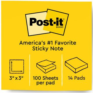 Post-it® Notes 654-14YWM, 3 in x 3 in (76 mm x 76 mm). Poptimistic Collection