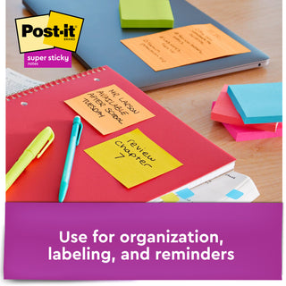 Post-it® Super Sticky Notes 654-12SSUC, 3 in x 3 in (76 mm x 76 mm)