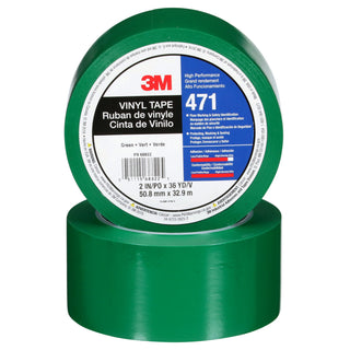 3M Vinyl Tape 471, Green, 3 in x 36 yd, 5.2 mil, 12 Roll/Case