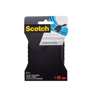 Scotch Bundling Straps RF3710, 0.5 in x 8 in, (12,7 mm x 20,3 cm) Black