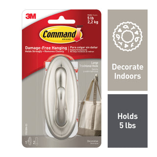 Command Traditional Hook 17053BN Large Brushed Nickel