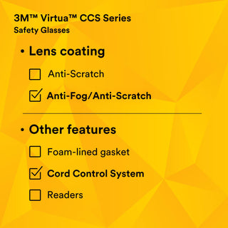 3M Virtua Sport CCS Protective Eyewear 11798-00000-20 Corded Control
System