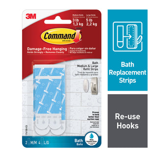 Command Water Resistant Replacement Strips 17615 White