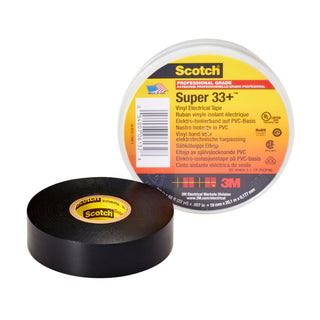 Scotch® Super 33+ Vinyl Electrical Tape, 3/4 in x 52 ft, Black, 10rolls/carton