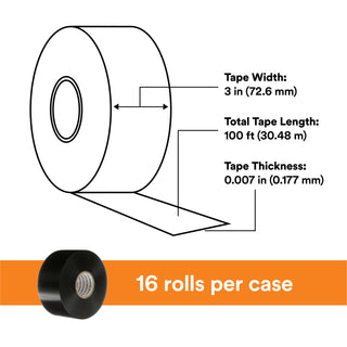 3M Scotchrap Vinyl Corrosion Protection Tape 50, 3 in x 100 ft,Unprinted, Black