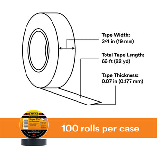 Scotch® Super 33+ Vinyl Electrical Tape, 3/4 in x 66 ft, 1-1/2 in Core,
Black