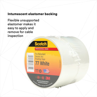 Scotch® Fire-Retardant Electric Arc Proofing Tape 77W, 3 in x 20 ft,White/Gray