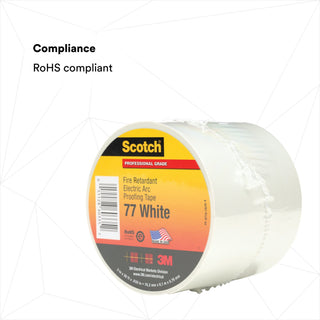 Scotch® Fire-Retardant Electric Arc Proofing Tape 77W, 3 in x 20 ft,White/Gray