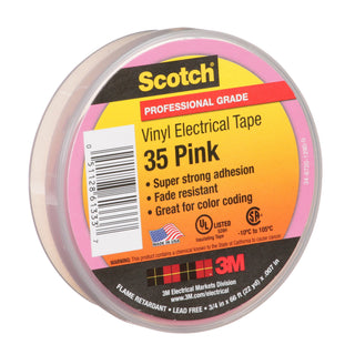 Scotch® Vinyl Color Coding Electrical Tape 35, 3/4 in x 66 ft, Pink