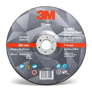 3M Silver Depressed Center Grinding Wheel, 87451, T27, 7 in x 1/4 in x
7/8 in