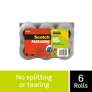 Scotch® Sure Start Packaging Tape, DP-1000RF6, 1.88 in x 900 in (48 mm x22,8 m)