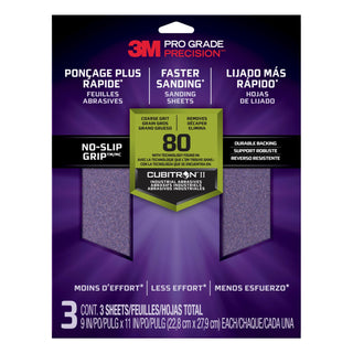 3M Pro Grade Precision Faster Sanding Sanding Sheets 80 grit Coarse,
26080TRI-3