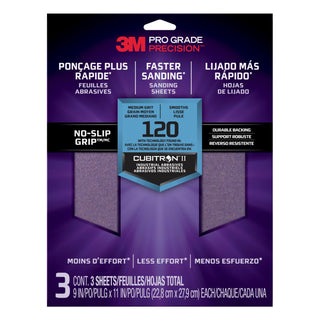 3M Pro Grade Precision Faster Sanding Sanding Sheets 120 grit Medium,
26120TRI-3