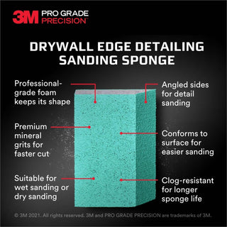 3M Pro Grade Precision Drywall Edge Detailing Angled Sanding Sponge
Fine grit