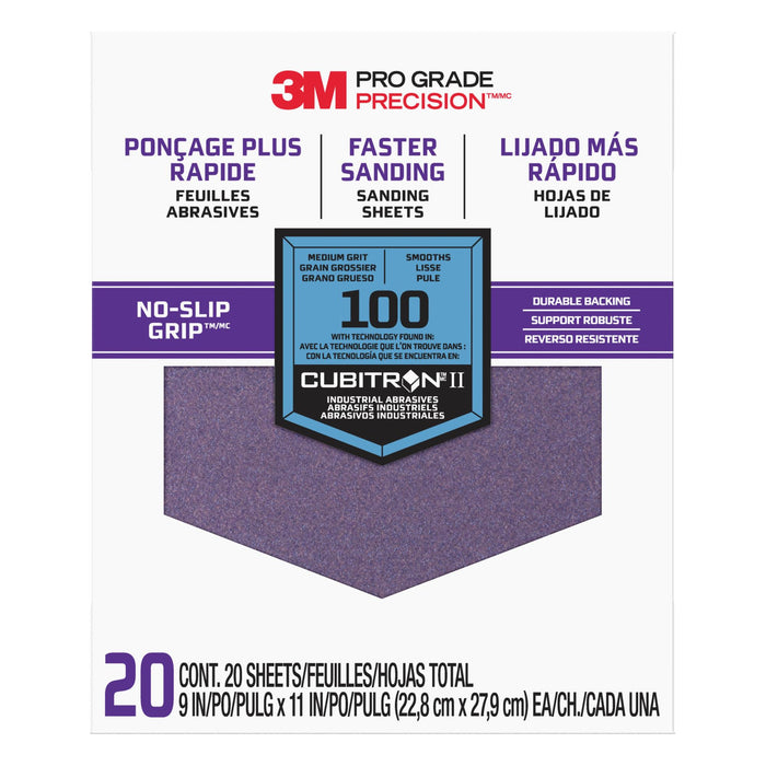 3M Pro Grade Precision Faster Sanding Sanding Sheets 100 grit Medium