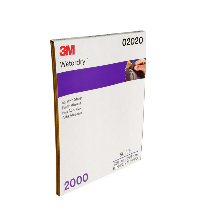 3M Wetordry Abrasive Sheet, 02020, 2000, 9 in x 11 in, 50 sheets per
carton