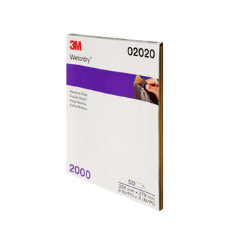 3M Wetordry Abrasive Sheet, 02020, 2000, 9 in x 11 in, 50 sheets per
carton