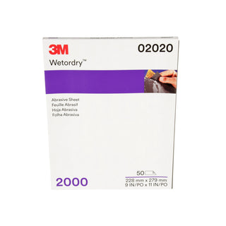 3M Wetordry Abrasive Sheet, 02020, 2000, 9 in x 11 in, 50 sheets per
carton